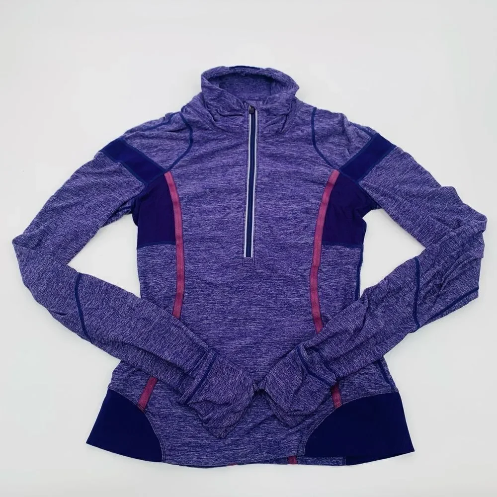 Purple Heathered Lululemon Run Inspire Long Sleeve 1/2 zip Pullover Sz 6 - Picture 2 of 10